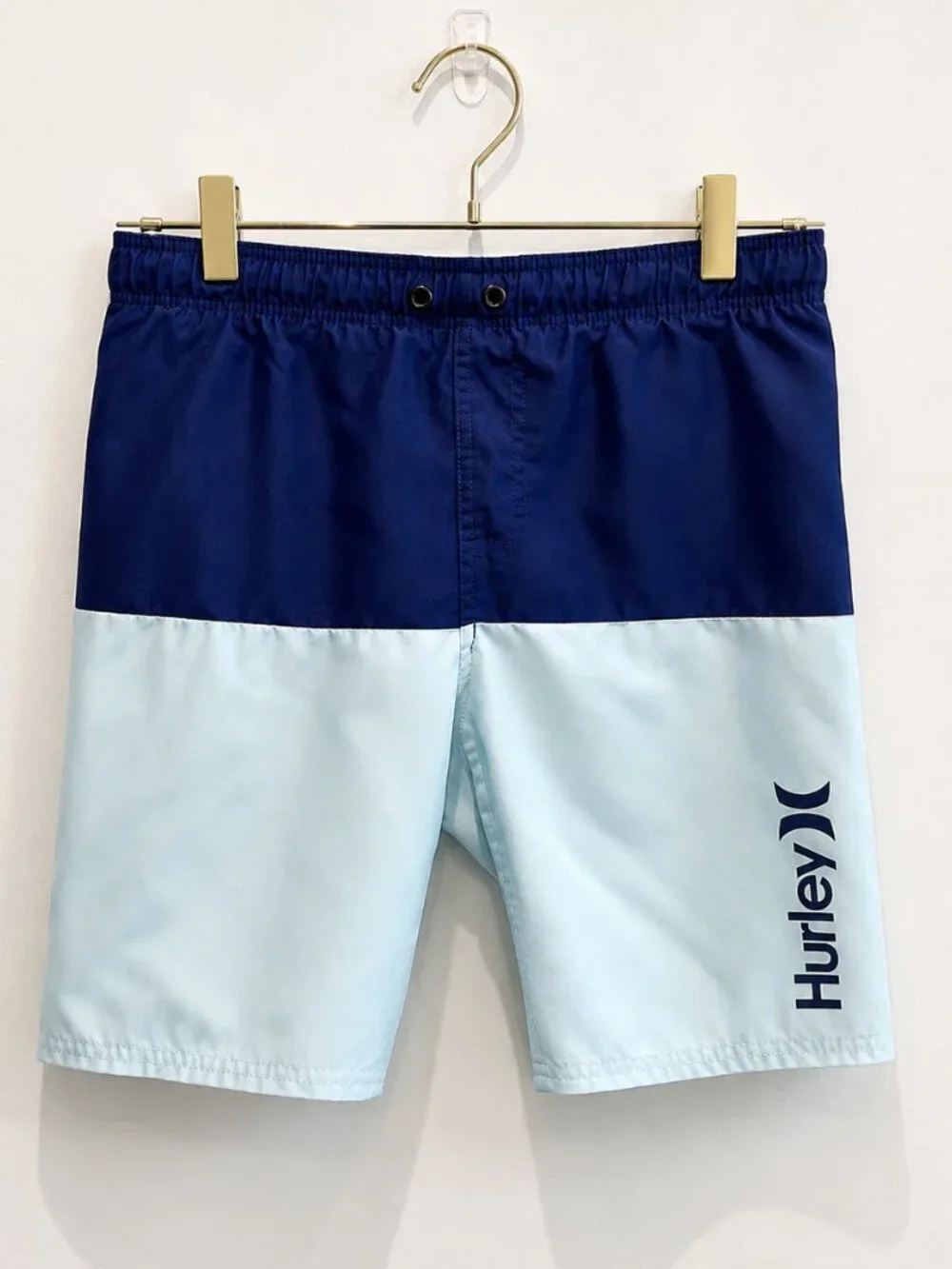 Hurley Boys Swim Trunks Size M Navy Light Blue Colorblock Mesh Lined